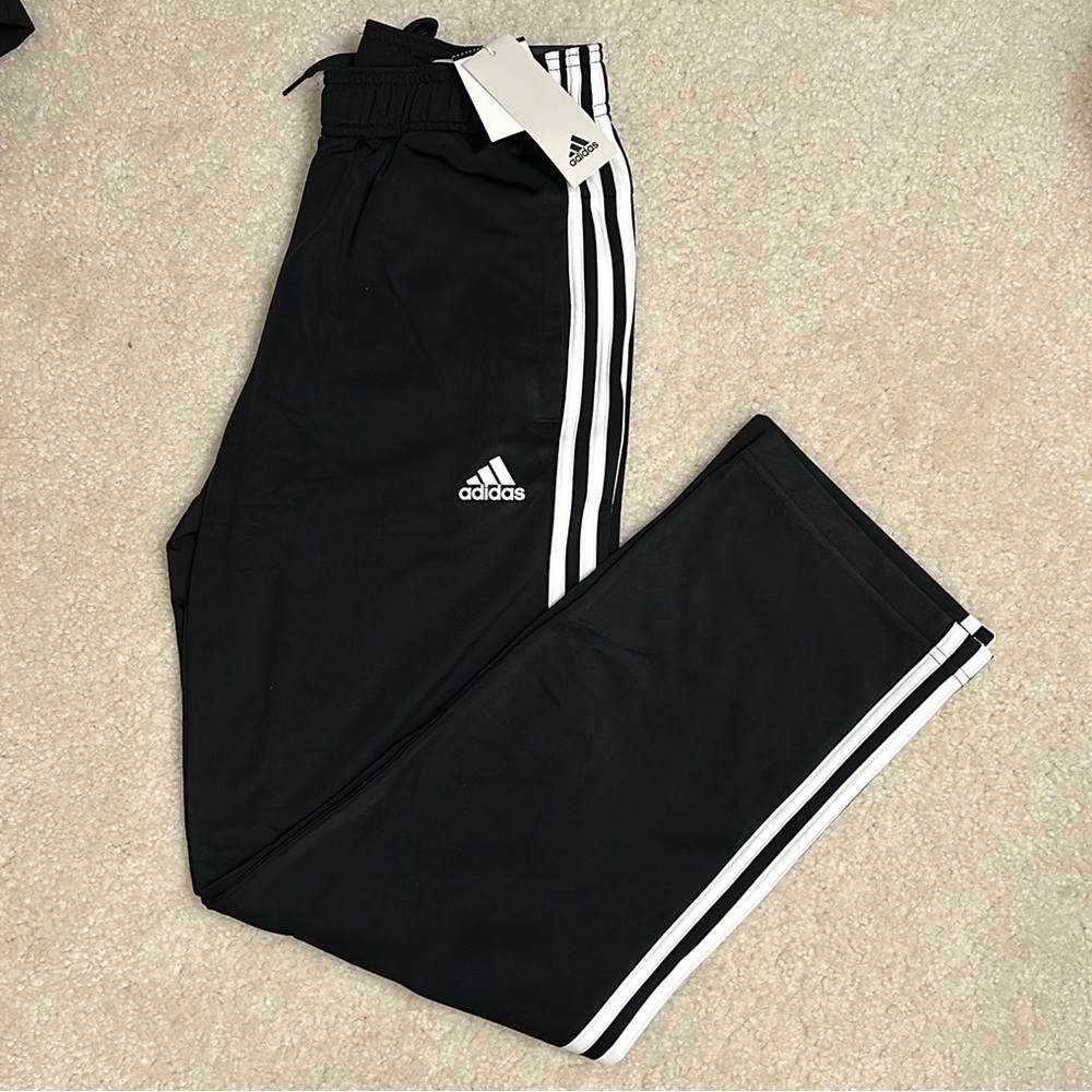 NWT adidas Essentials 3-Stripes Tricot Open Hem Pants